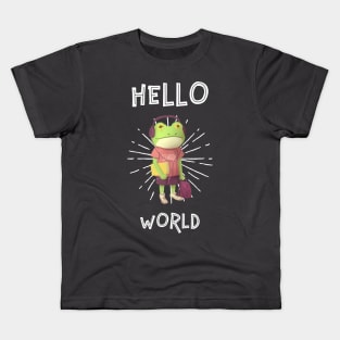 Hello World! Frog on the go Kids T-Shirt